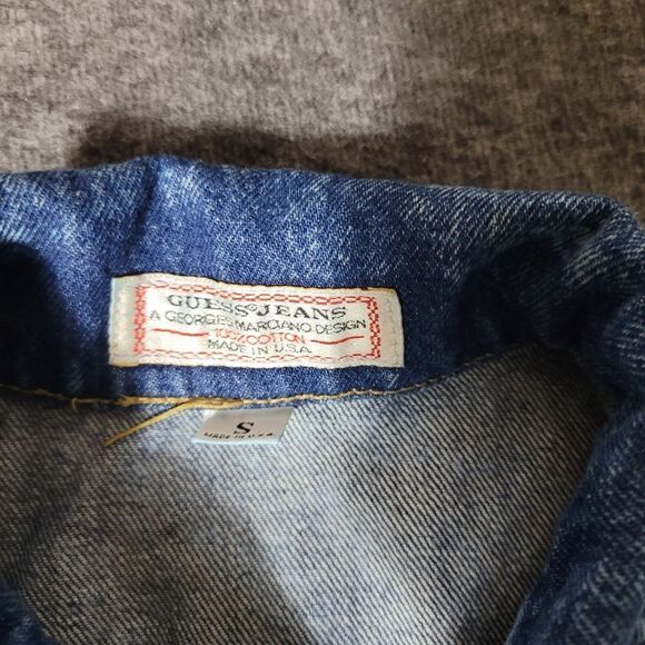 Vintage 80's Guess Georges Marciano Men’s Trucker Jacket  Size S Blue Denim - Picture 6 of 11